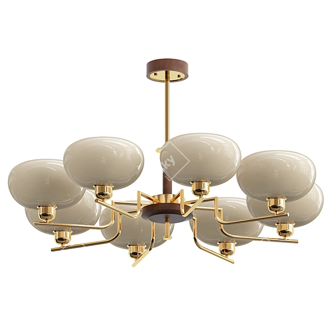 Luxury Brass Drum Chandelier Fixture 3D model image 1