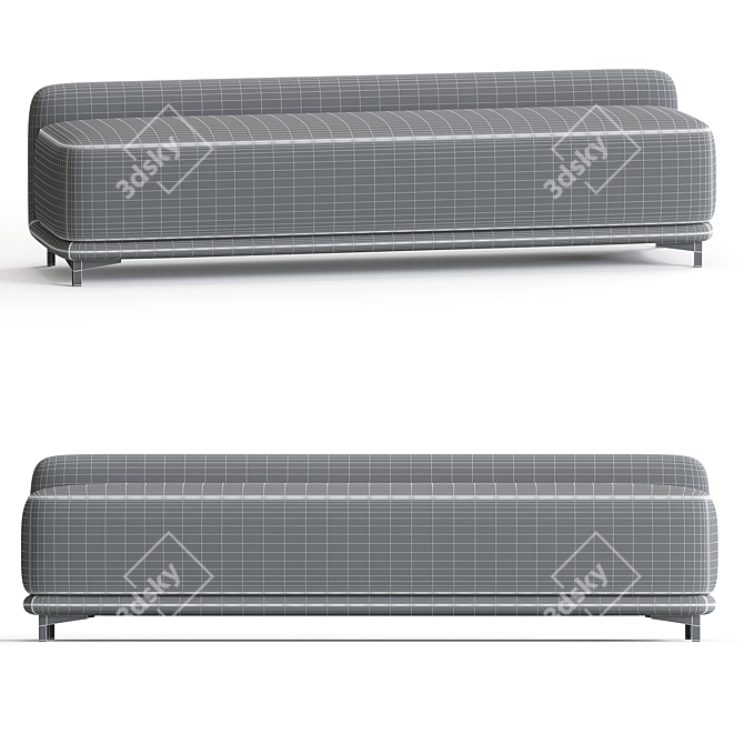 Stylish Modern Upholstered Bench 3D model image 3