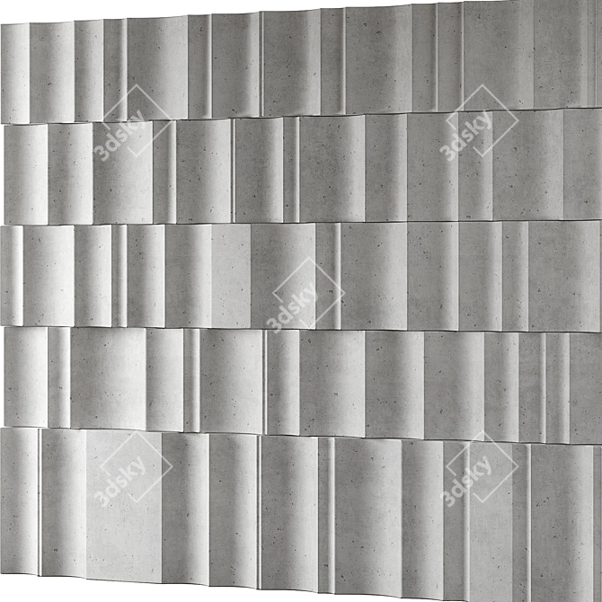  Wave Textured Concrete Panel 3D model image 3