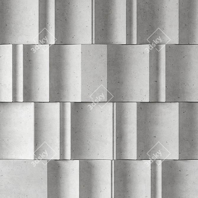  Wave Textured Concrete Panel 3D model image 4