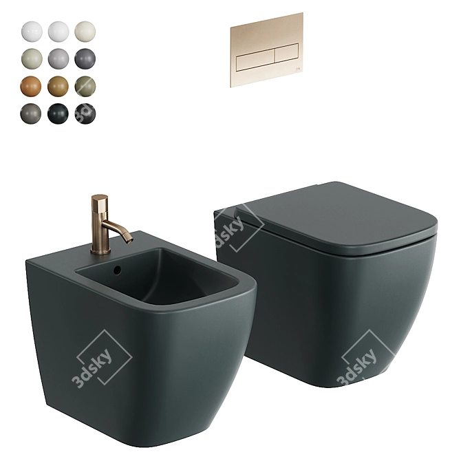 Bianca Floor Mounted Toilet Bidet 3D model image 1