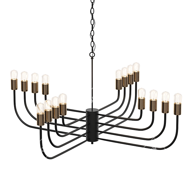 Elegant Noir Claude Chandelier 3D model image 1