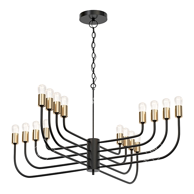 Elegant Noir Claude Chandelier 3D model image 2