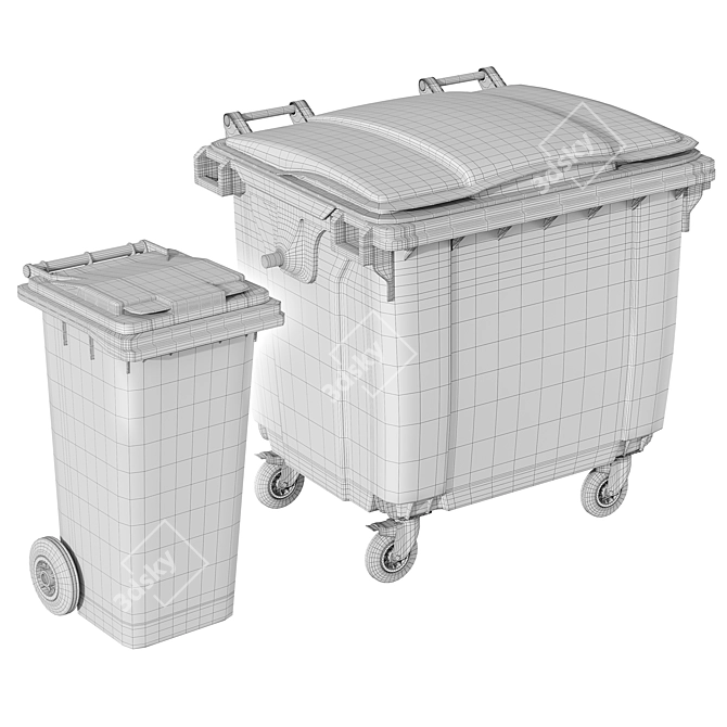 Dual Trash Bins UV Unwrapped 3D model image 2