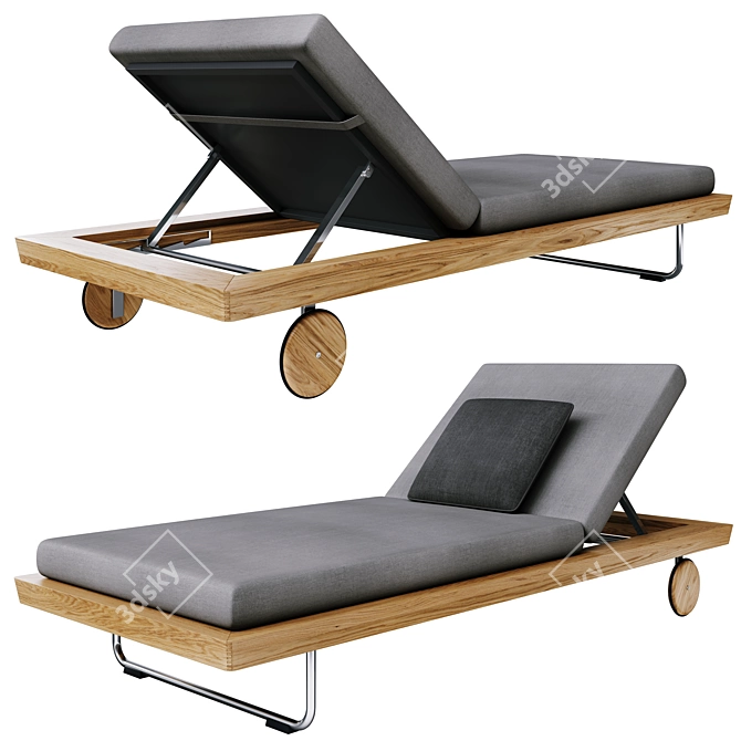 Elegant Sunray Loungers for Relaxation 3D model image 5