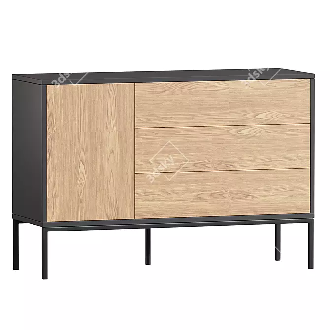 Modern Wood and Metal Sideboard 3D model image 1