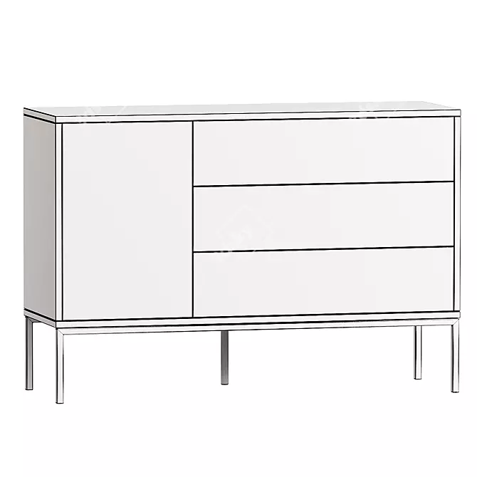 Modern Wood and Metal Sideboard 3D model image 2