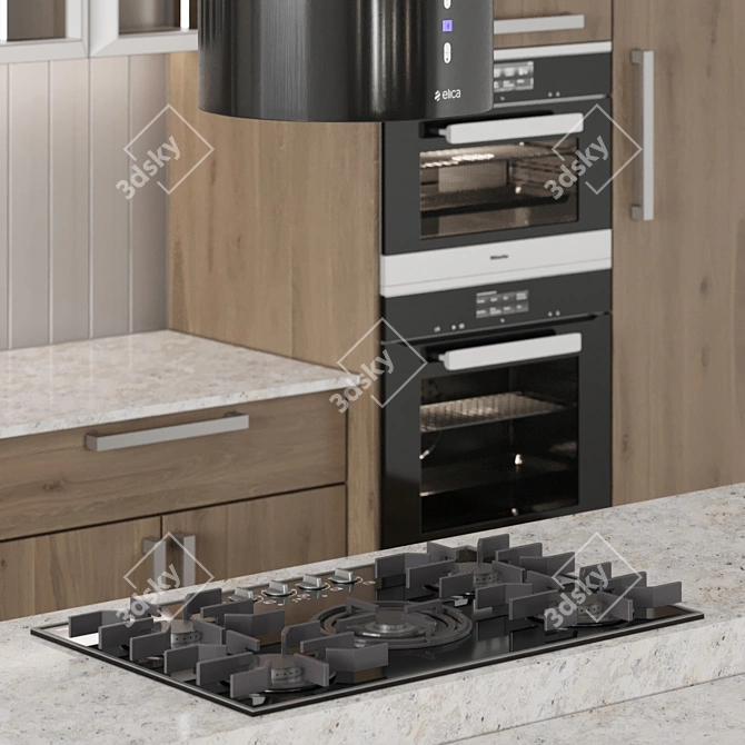 Modern Linear Kitchen Island 3D 3D model image 2