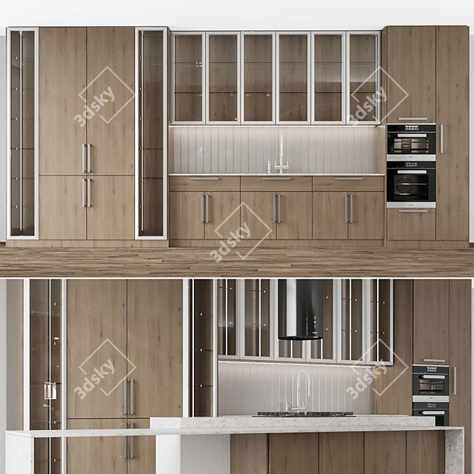 Modern Linear Kitchen Island 3D 3D model image 5