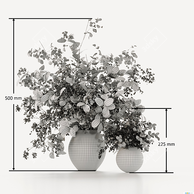 Lush Plant Bouquet Set 3D model image 6