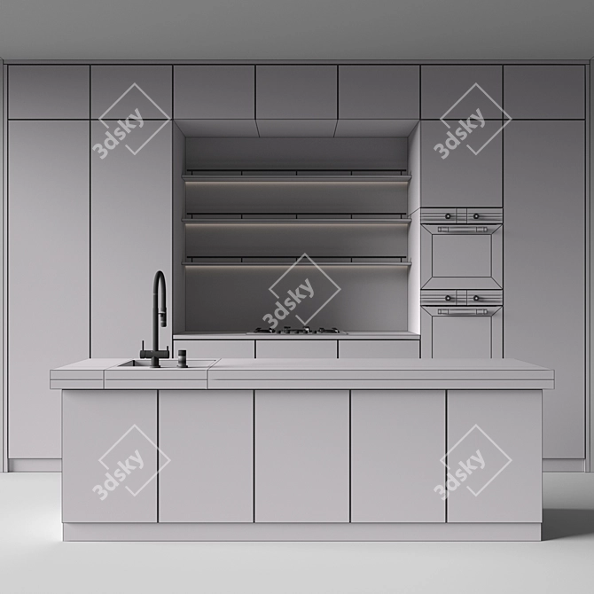 Modern Kitchen 3D Model Set 3D model image 5