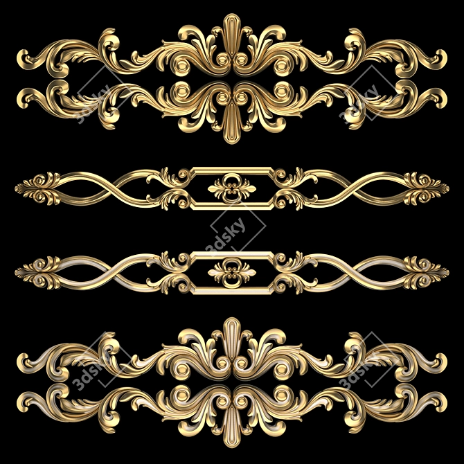 Luxury 3D Ornament with Gold 3D model image 1