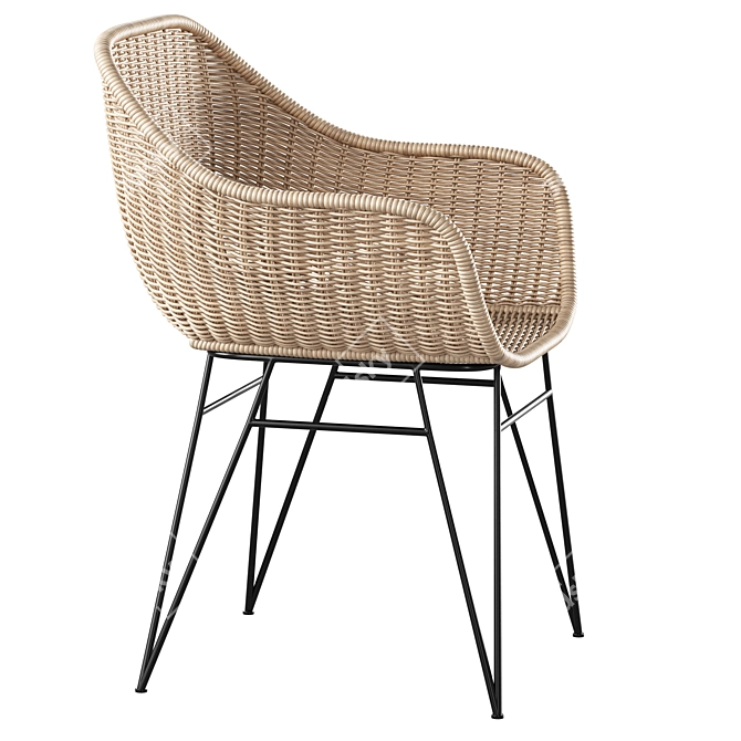 Synthetic Rattan Chart Outdoor Chair 3D model image 2