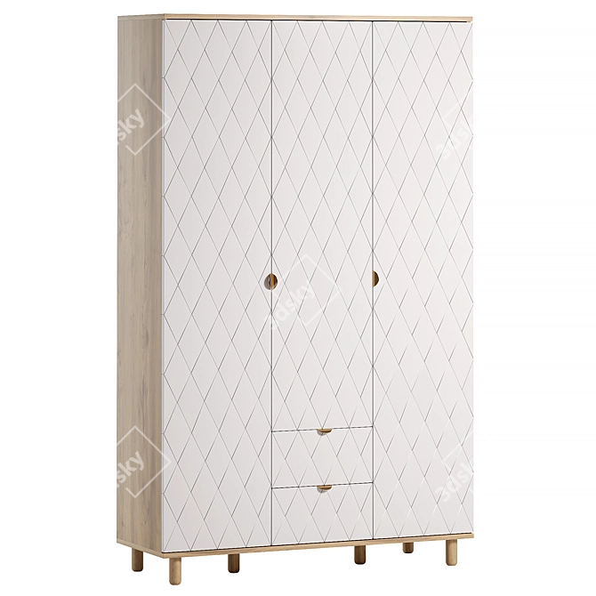 Elegant Diamond Santiago Wardrobe 3D model image 2