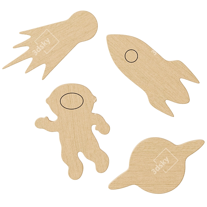 Animal Wall Hooks Set for Kids 3D model image 3