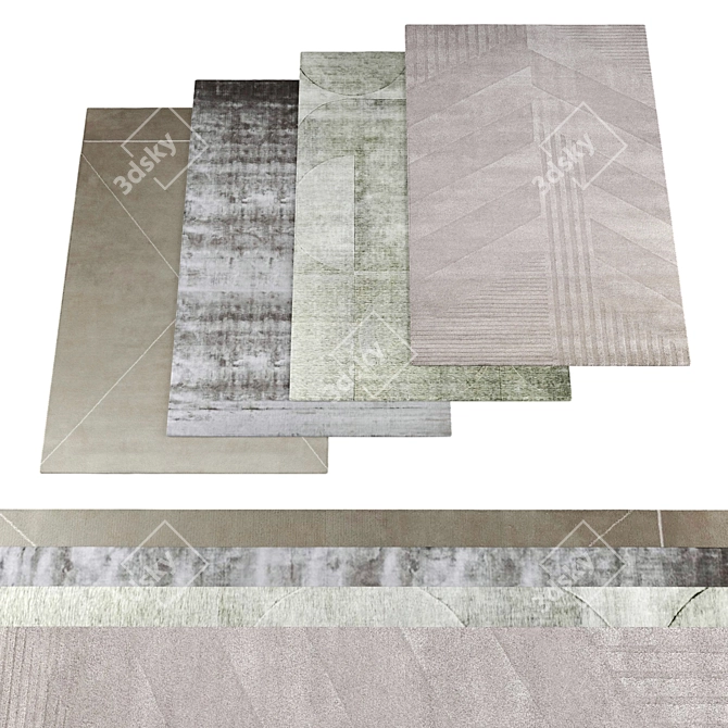 Modern Rug Set: 4 Textures 3D model image 1