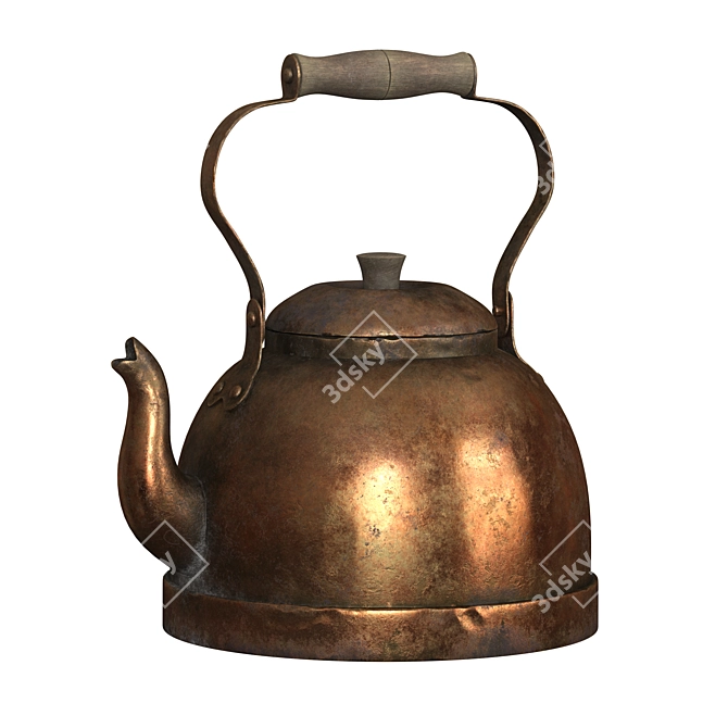 Vintage Brass Tea Kettle 3D model image 1