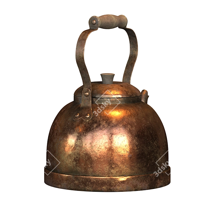 Vintage Brass Tea Kettle 3D model image 5