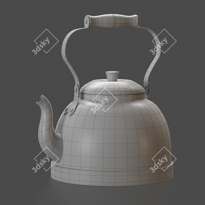 Vintage Brass Tea Kettle 3D model image 7