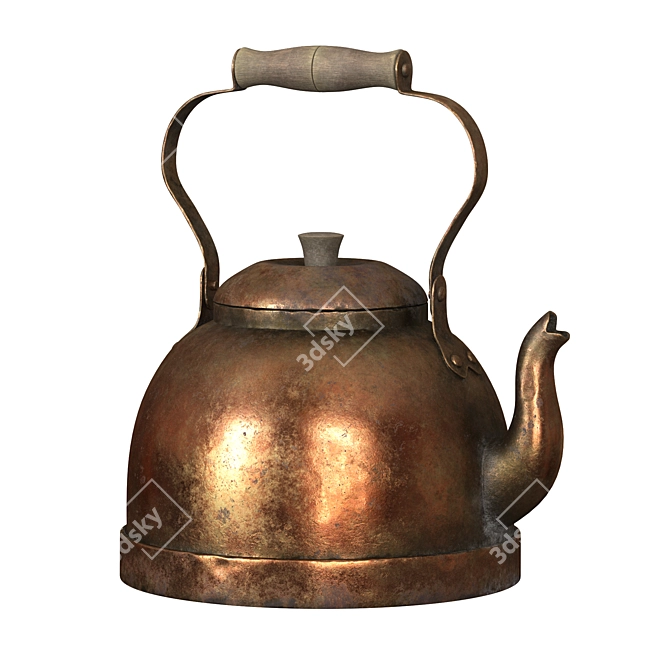 Vintage Brass Tea Kettle 3D model image 8