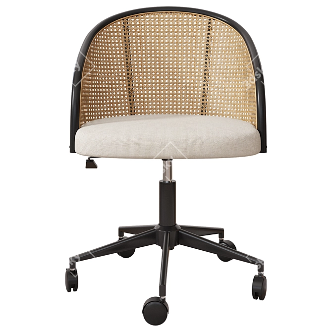 Dagmar Office Chair, Rattan Backrest 3D model image 2