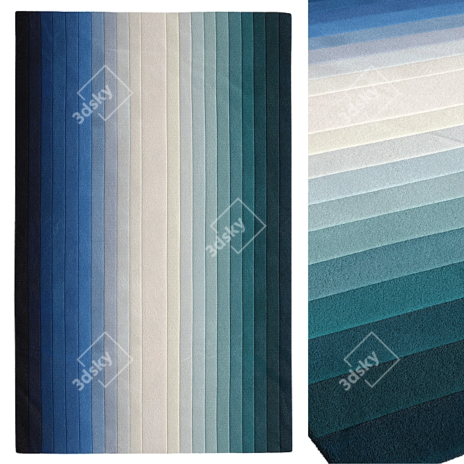 Blue Handwoven Maximus Rug Collection 3D model image 2