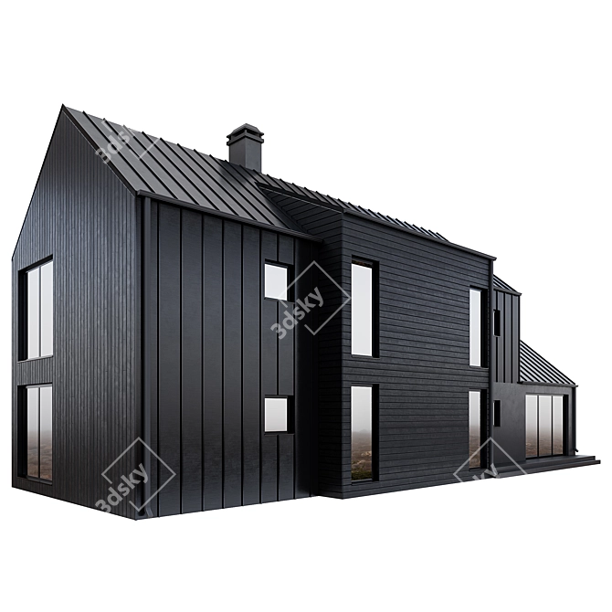 Modern Black Barnhouse with Garage 3D model image 3