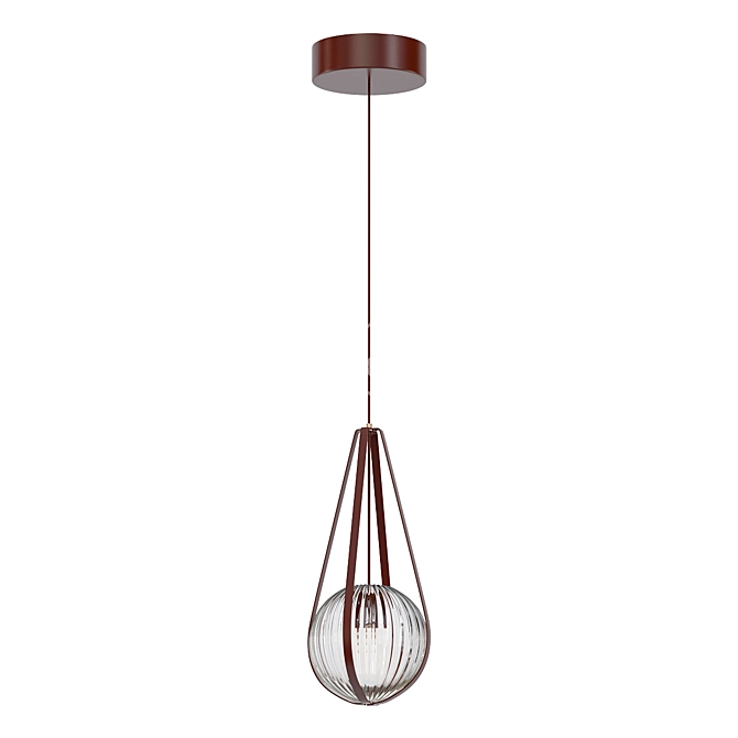 Smoke Ribbed Glass Pendant Light 3D model image 2