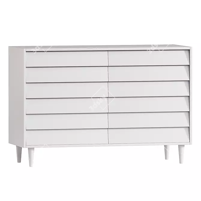 Pippa 6-Drawer Dresser in Millimeters 3D model image 1