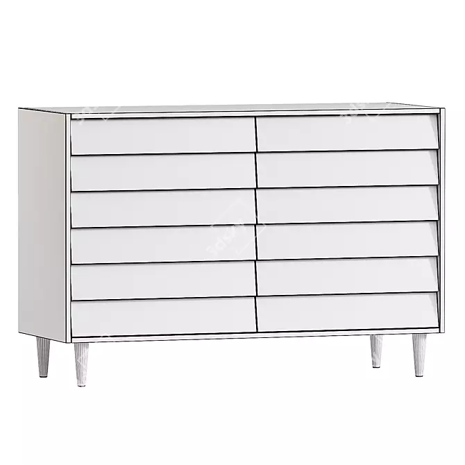 Pippa 6-Drawer Dresser in Millimeters 3D model image 3