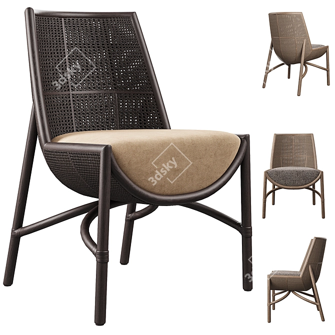 Stylish Taru Side Chair 3D model image 1