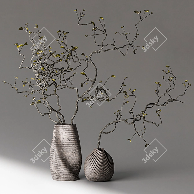 Decorative Vase with Dried Branches 3D model image 2