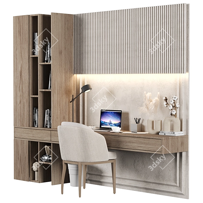 Modern Wood Home Office Furniture 3D model image 2