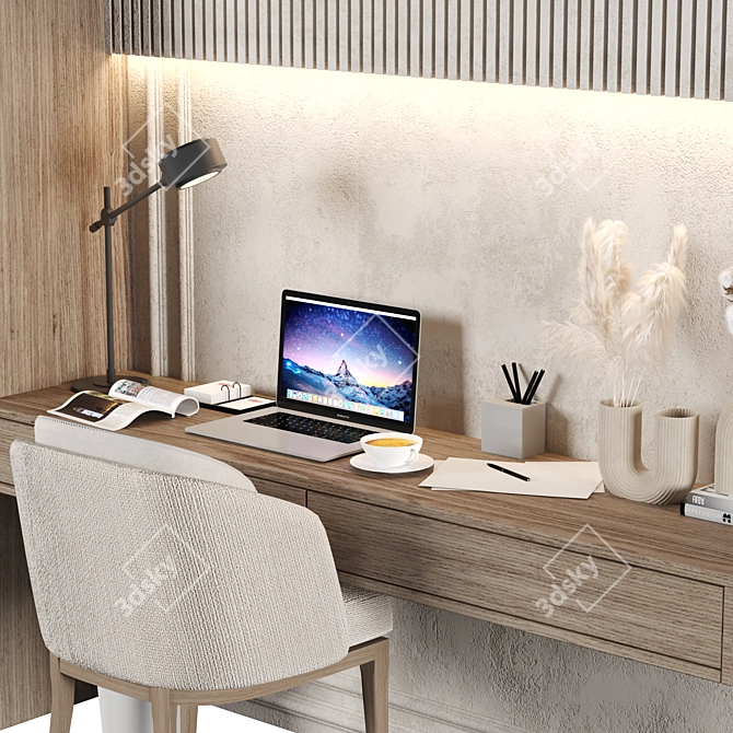 Modern Wood Home Office Furniture 3D model image 3