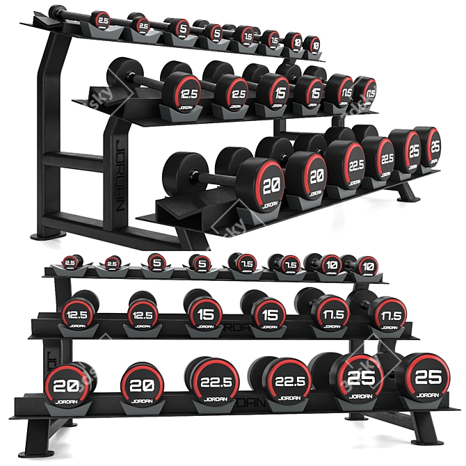 Compact Dumbbell Storage Rack 3D model image 1