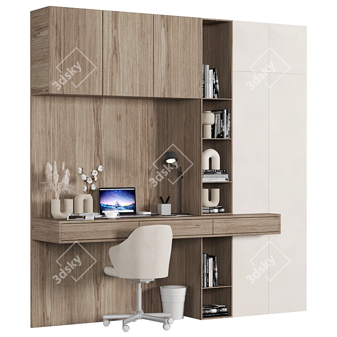 Modern Office Desk Furniture Set 3D model image 2