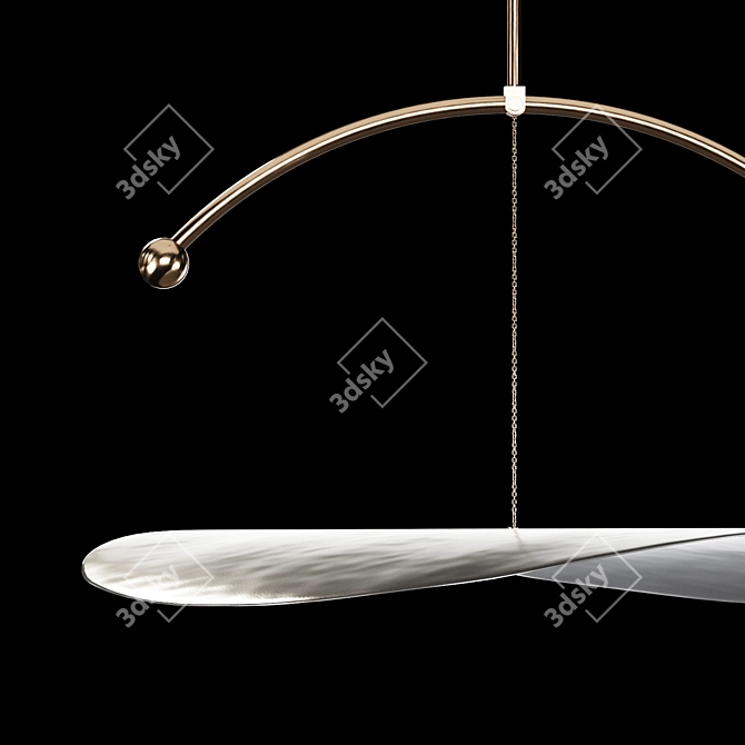 Golden Round Pendant Light Sculpture 3D model image 4