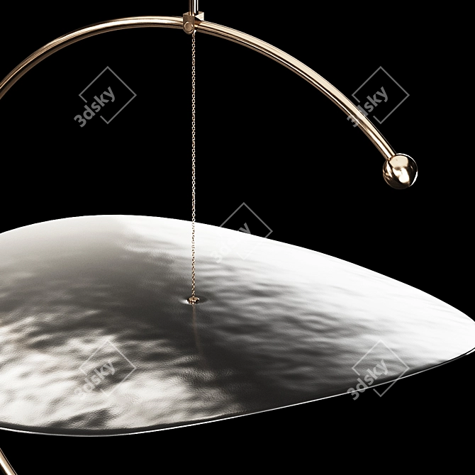 Golden Round Pendant Light Sculpture 3D model image 6