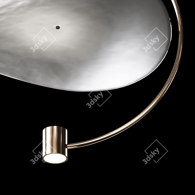 Golden Round Pendant Light Sculpture 3D model image 13