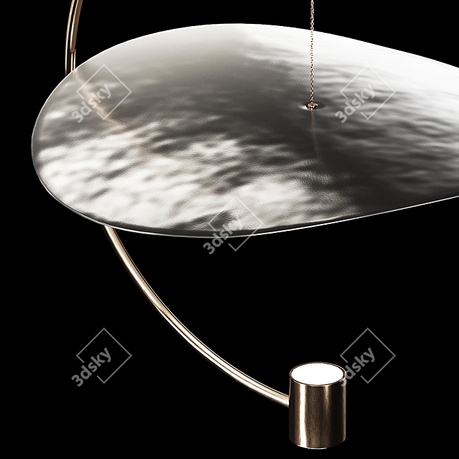 Golden Round Pendant Light Sculpture 3D model image 14