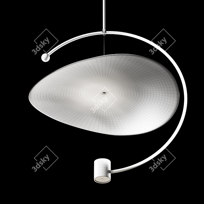 Golden Round Pendant Light Sculpture 3D model image 15