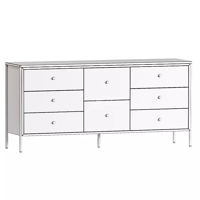 Bronzed Iron 8-Drawer Dresser - Contemporary 8-Drawer Storage 3D model image 2