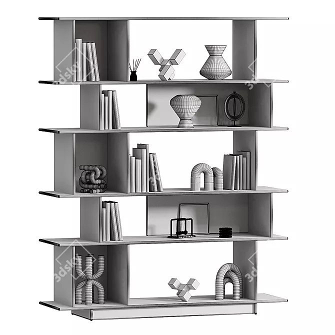 Modern Open Bookshelf 3D Model 3D model image 3