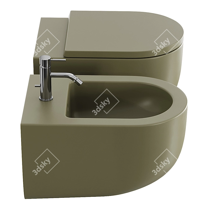 Futura Wall-Hung Toilet Bidet 3D model image 4