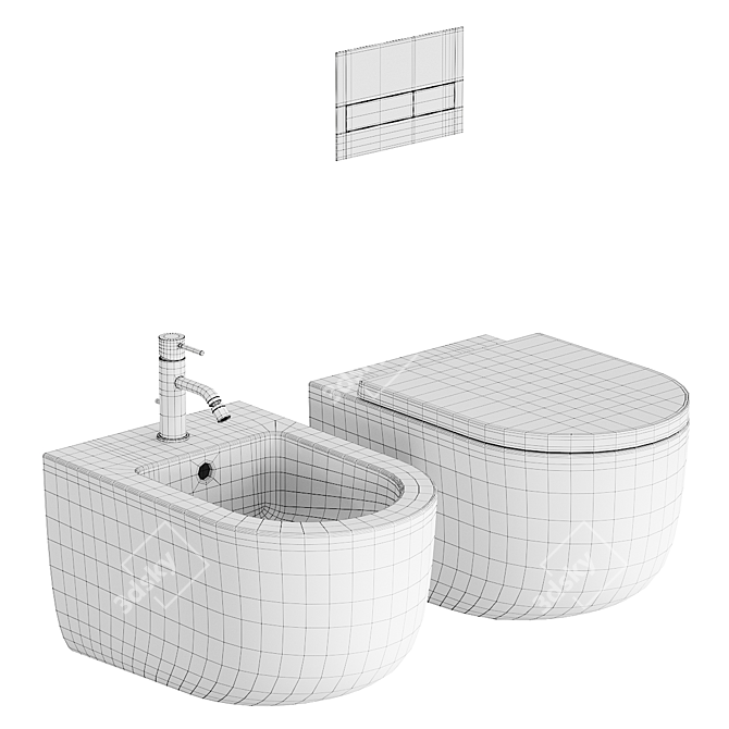 Futura Wall-Hung Toilet Bidet 3D model image 5