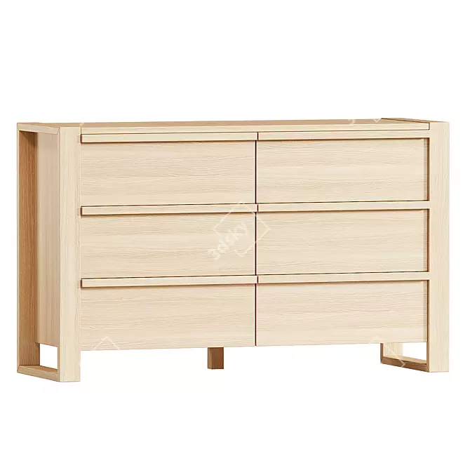 Modern Ash Wood Kids Dresser 3D model image 1