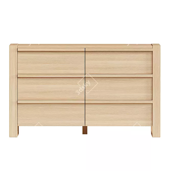 Modern Ash Wood Kids Dresser 3D model image 2