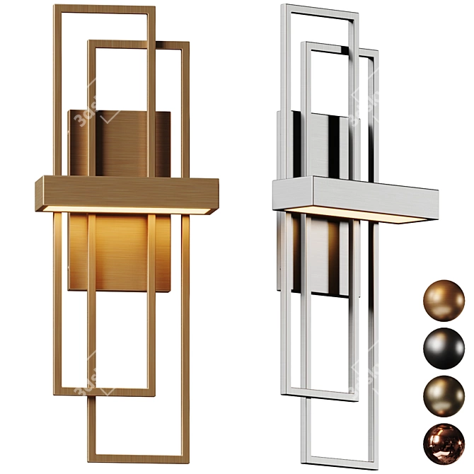 Modern Metal Geometric Wall Sconce 3D model image 1