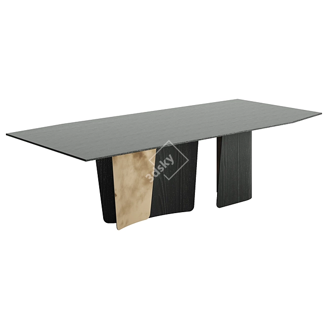 Elegant Leaf Wood Marble Table 3D model image 3