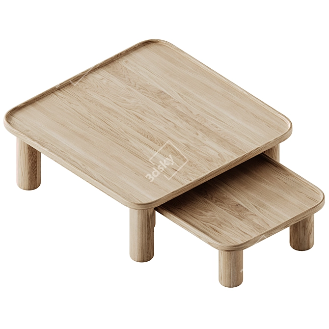 Modern Teulat NEST Wooden Tables 3D model image 2